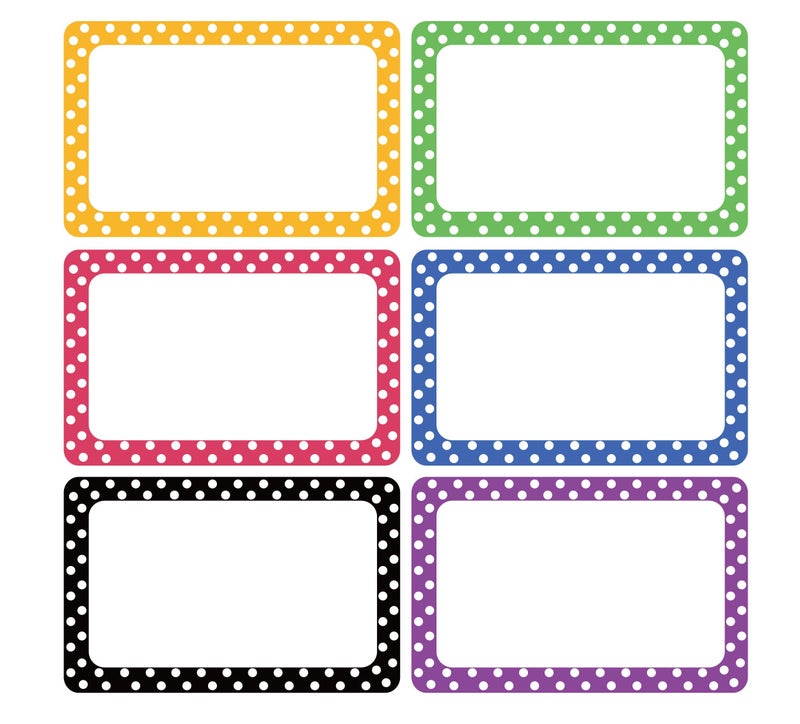 Cualfec 300 Cute Dot Name Tag Stickers Colorful Border Name Labels for School, Office, Home Can Be Used on Clothes, Storage Boxes, Packages - Updated Stronger Stickiness - Image 1